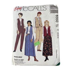 90s McCalls 8350 Sewing Pattern Size 10-14 Vest Pull On Pants and Skirt UNCUT